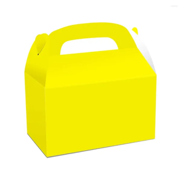 Envoltura de regalo Paquete de 48 cajas de favor de fiesta a dos aguas blancas Papel para ducha de cumpleaños 6x3.5x3.5 pulgadas Amarillo