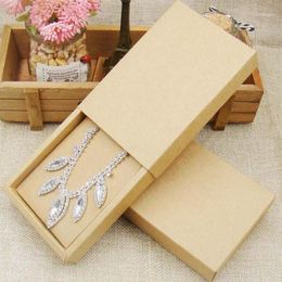 Cadeau cadeau 48pcs 4/5/3/15/1/0 pouces Kraft papier bijoux boîte d'affichage personnalisé imprimé collier pendentif boucle d'oreille paquet carton1285a