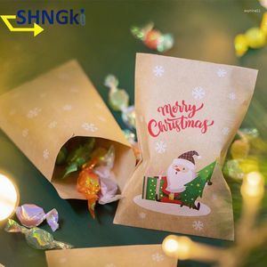 Emballage cadeau 48pcs Sacs en papier kraft de Noël Emballage de biscuits de bonbons de Noël