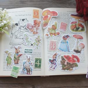Enveloppe cadeau 48pcs Forest Fairy Tales Bear Paper Sticker Scrapbooking DIY Emballage Label Tag Decoration