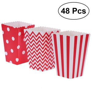 Emballage cadeau 48pcs Popcorn Carton Boîtes En Papier Sacs Boîte Party Favors Fournitures Vaisselle Décorative Pour Anniversaire Baby Shower 221202