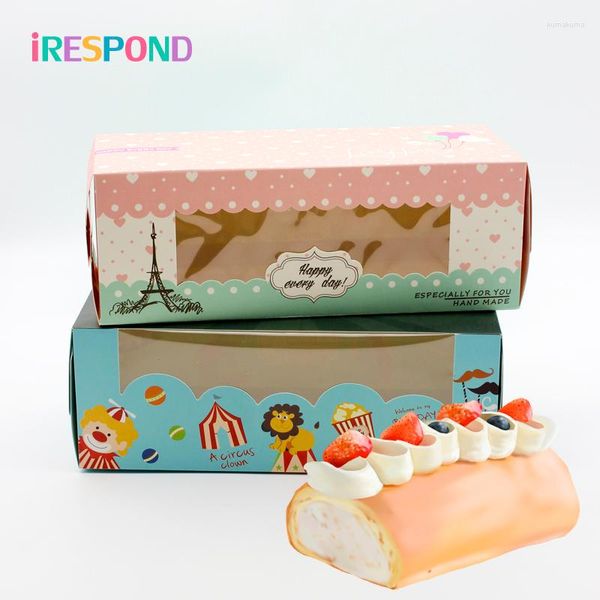 Emballage cadeau 48 pièces boîte à gâteau en rouleau suisse avec fenêtre Cupcake boîtes d'emballage portables mariage maison cuisson longue