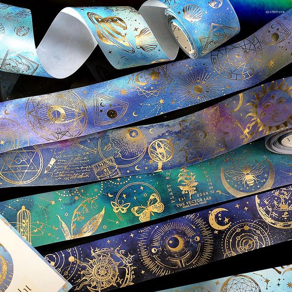 Emballage cadeau 4 CM 3 M étoiles brillantes Laser masquage Washi ruban mignon décoratif adhésif bricolage Scrapbooking matériel autocollant étiquette