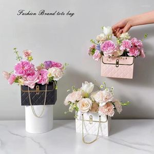 Geschenkomschakeling 4 van Portable Rose Flower Box verpakking Inpaktas Wedding Valentijnsdag Verjaardagsfeestje Geschenken benodigdheden