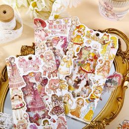 Geschenkomschakeling 4 stcs/tas Pretty Cartoon Girl Die Cut Pet Stickers DIY voor scrapbooking Po Journal Telefoon hoesje waterdicht label