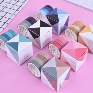 Emballage cadeau 4 pièces/boîte 0.9cm 3m Simple couleur unie Washi ruban bricolage décoration pour Scrapbooking masquage ruban adhésif cadeau