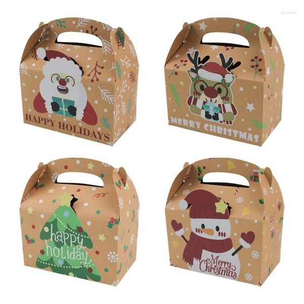 Emballage cadeau 4pcs Boîtes de Noël Arbre de Noël Elk Père Noël Année Fournitures de fête Emballage Boîte de papier Décorations pour la maison Drop