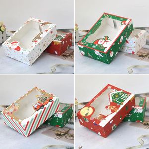Geschenkwikkeling 4 stks kerstkoekjesbox Santa Snowman Gingerbread Paper Candy Cupcake Packaging Party Gunst Kids
