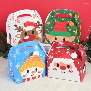 Emballage cadeau 4 pièces boîte de papier de noël dessin animé père noël bonhomme de neige nourriture biscuit emballage sacs boîtes joyeux année S