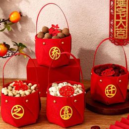 Enveloppe cadeau 4pcs tissu chinois Mariage de mariage Sac de bonbons Gire Grandes Boîtes rouges Basket de joie de la fête