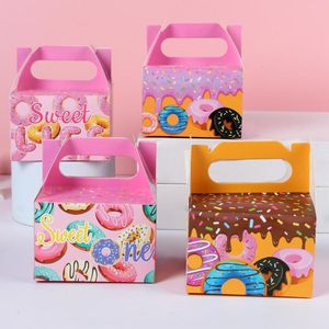 Emballage cadeau 4 pièces boîtes à beignets biscuit bonbons emballage sacs en papier enfants anniversaire fournitures beignet souci bricolage mariage