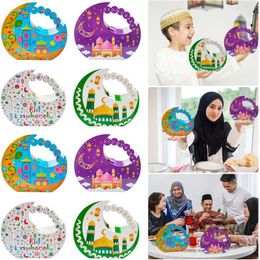 Enveloppe cadeau 4pcs Eid Mubarak Candy Treat Boxes Ramadan Cookies Emballage Emballage Case pour 2024 Islamic musulman Party Supplies