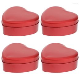 Geschenkomschakeling 4 van de Europese bruiloft Candy -dozen Rood hartvormige boogverpakking Tinplate Case Metal Box Part Gunst