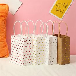 Envoltura de regalo 4pcs bolsas de papel de punto dorado mano de color sólido para la boda suministros de decoración de baby shower de cumpleaños