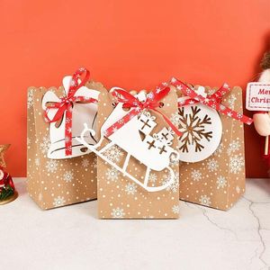 Papel de regalo 4 unids/lote papel Kraft de Navidad caja de galletas de caramelo arco decoración de embalaje de alimentos Navidad 2022