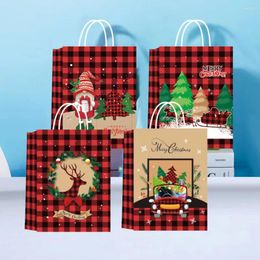 Emballage cadeau 4pcs Joyeux Noël Sac X-Mas Santa Claus Cookie Papier DIY Sacs à main Fournitures de fête