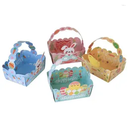 Enveloppe cadeau 4pcs Pâtes Pâques Pâques Candy Boîte de poulet DIY Poulet Design de conception de papier panier avec une poignée approvisionnement