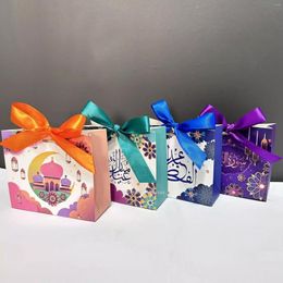 Enveloppe cadeau 4pcs Ramadan Box Eid Mubarak Cuisinier Cookie Chocolate Bolles d'emballage Sacs Decoration 2024 Muslim Party Supplies