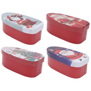 Geschenkomschakeling 4 stcs rechthoekig kerstthema Candy Box Tinplate Boxes Tin Case Party Supplies Random Patternegift