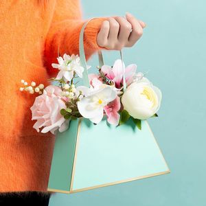 Geschenkwikkeling 4 stcs Wedding Presents Box Bouquet Paper draagbare bloembox voor bruiloft cadeauzakje wikkel feestfestival bloemenboxen 230316