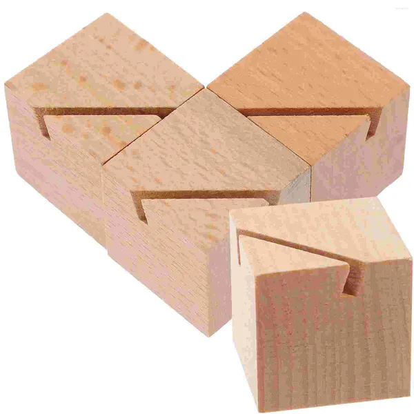 Emballage cadeau 4pcs bases de cartes postales en bois porte-cartes de visite cartes de visite affichage bois