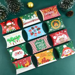 Enveloppe cadeau 5/10 / 12pcs Christmas Oreader Shape Kraft Paper Candy Box Kids Favors Boîtes d'emballage pour Merry Noël Navidad Decor