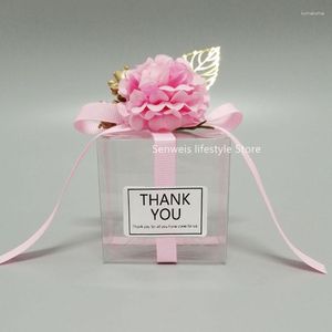 Emballage cadeau 5/10/20 pièces boîte ruban romantique fleur bonbons boîtes anniversaire mariage invités cadeaux fête faveur Floral Transparent paquet sac