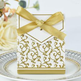 Emballage cadeau 5/10/20 pièces or argent papier boîte à bonbons avec ruban faveurs de mariage sac d'emballage pour bébé douche fête d'anniversaire fournitures