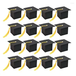 Enveloppe cadeau 5 / 10pcs Black Graduation Hat Box Candy 2024 Félicitations Boîtes d'emballage Grad