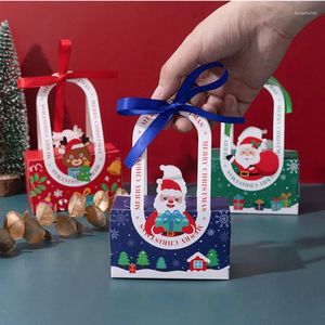 Cadeau cadeau 5/10pcs boîte de Noël avec poignée décoration carton bonbons dragées pour l'année dîner table fête fournitures