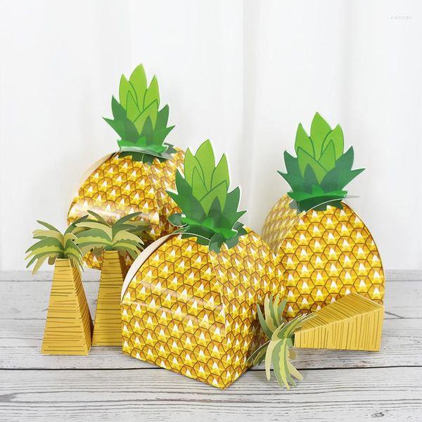 Emballage cadeau 5/10 pièces cocotier ananas boîtes à bonbons bricolage Hawaii papier sac Tropical fête faveur boîte hawaïenne Luau Suuplies