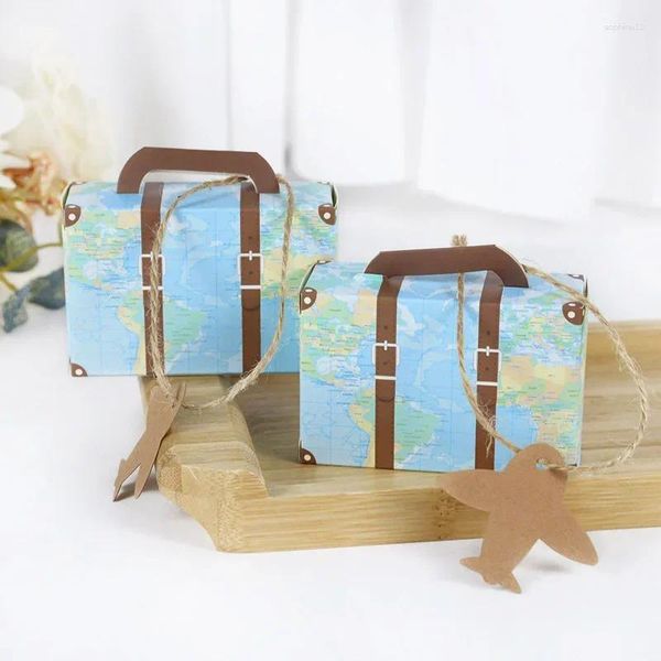 Enveloppe cadeau 5 / 10pcs créative mini valise de bonbons emballages emballages Carton Chocolate Wedding with Card Event Party Supplies