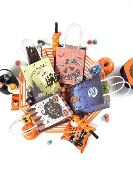 Emballage cadeau 5/10 pièces Halloween motif bonbons Kraft papier sac Mini couleur blanc cuir thème fête emballage