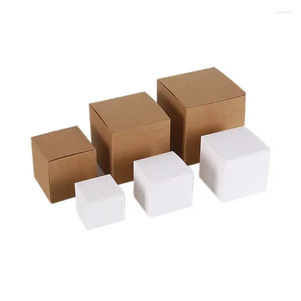 Envoltura de regalo 5/10 Uds Cajas de papel Kraft plegable pequeña caja de embalaje cuadrada para regalos galletas de caramelo cartón cosmético personalizar tamaño logotipo