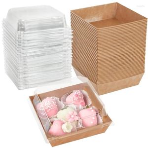 Cadeau cadeau 5 / 10pcs papier kraft gâteau dessert beignet boîte biscuit sandwich conteneurs alimentaires mariage fête d'anniversaire fournitures de Noël décor à la maison