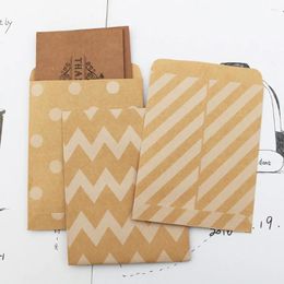 Enveloppe cadeau 5-50pcs sacs en papier kraft vintage Creative Dot Stripe Zigzag Christmas avec autocollants Party Party décor Candy Treat Sac