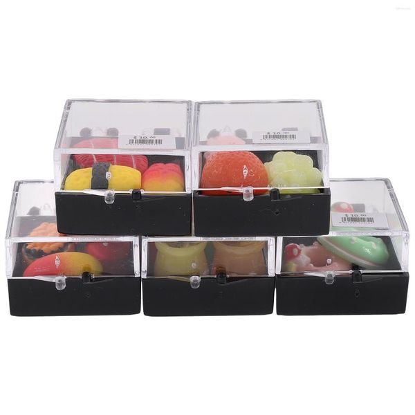 Papel de regalo 5 cajas de decoración de sushi artificial donut falso modelo de fruta simulada mermelada realista