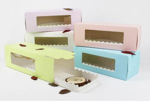 Gift Wrap 5 Kleuren Lange Kartonnen Bakkerij Doos voor Cake Roll Swiss Roll Boxes Cookie Cake Packaging