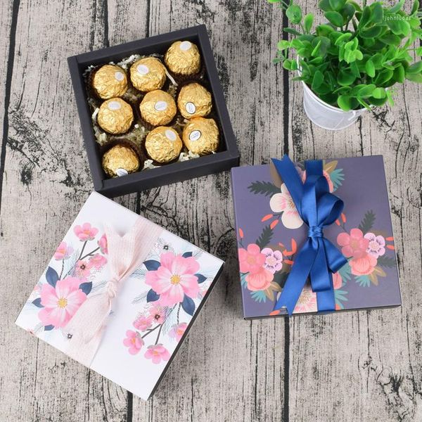 Cadeau cadeau 5 pcs boîte de bonbons pour la fête de mariage anniversaire fleurs sakura tiroir papier gâteau chocolat emballage carton