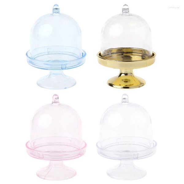 Envoltura de regalo 5 PCS Mini Cake Stand Cupcake Box Favor de boda Fiesta Plástico Candy Transparente Baby Shower Decoración de cumpleaños