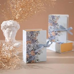 Geschenkwikkeling 5 pc's Eenvoudige verpakkingsdoos creatieve boekvormdozen mode bloempatroon koekjes inpakken voor babyshow
