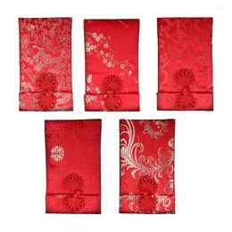 Emballage cadeau 5 pièces enveloppes de mariage année argent poche rouge chinois enveloppe cadeaux sac à main