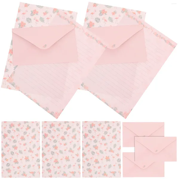 Enveloppe-cadeau 5 ensembles écrivant du papier et des enveloppes Papiers de lettres vintage Kit d'enveloppe Kit à papier de mariage Acceptation Pink