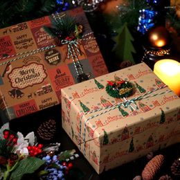 Cadeaupapier 5 Vellen 70x50 cm Kerst Inpakpapier Kraftpapier Elementen Aanwezig DIY Verpakking Wraps Voor Verjaardag xmas Party Holid