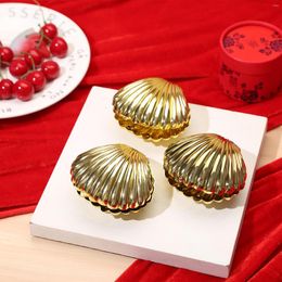Envoltura de regalo 5 forma de concha Caja de joyería de terciopelo Anillo de compromiso de boda para exhibición Soporte de adorno Caramelo