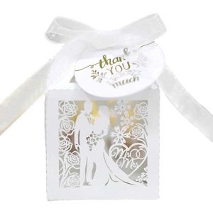 Envoltura de regalo 50/100/200 piezas Bode Bride Box Fiesta de la cinta GRACIAS INVITOS PAQUETES DE CAMAJE PEQUEÑO CHOCOLATE MANDERALESQ240511