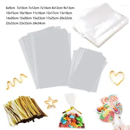 Enveloppe-cadeau 50-100p sacs de cellophane transparent Clear Opp Plastic Candy Lollipops Cooki Cadeaux Bag de packaging Party Faven Baking Supplies