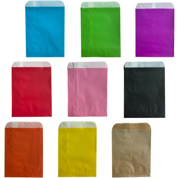 Emballage cadeau 50/100 pièces sac en papier biodégradable multicolore Mini enveloppe Biscuit emballage fête d'anniversaire bonbons de noël 221202
