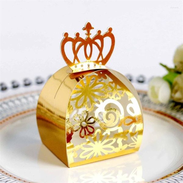 Emballage cadeau 50/100 pièces fleur couronne découpée au Laser cadeaux creux chocolat bonbons dragée boîtes d'emballage bébé douche fournitures de fête de mariage