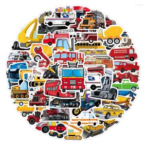 Cadeau cadeau 50 / 100pcs INS Cartoon Truck Véhicule School Bus Roller Autocollants PVC Stickers imperméables pour enfants garçons filles jouets cadeaux